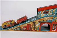 S2003-779 detail.jpg; S2003-0779; Treinbaan met een locomotief en tender; treinbaan